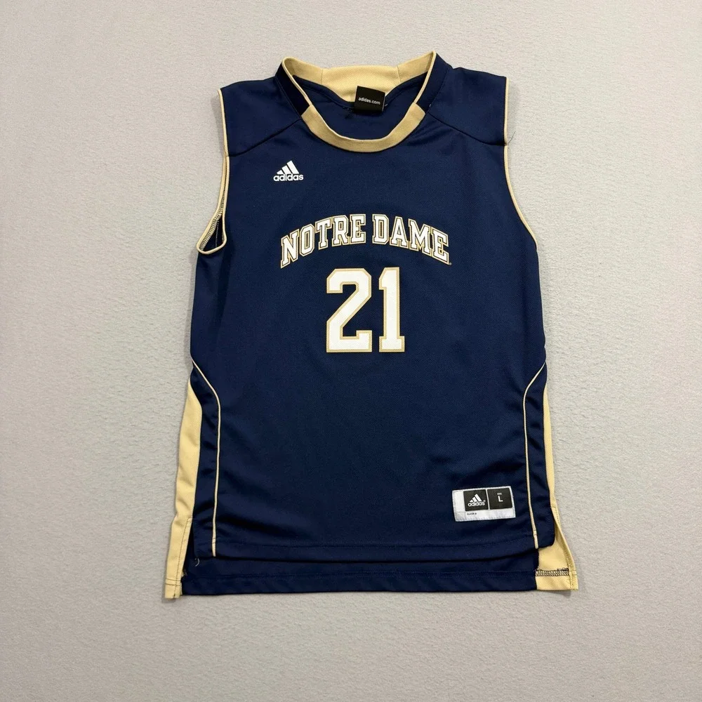 Adidas Notre Dame Fighting Irish Basketball Jersey Size Large Navy Blue NCAA y2k